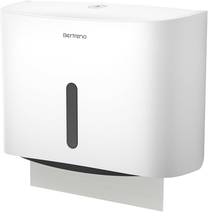 Bertreno Commercial Paper Towel Dispenser Wall Mount Paper Towel Holder Large Capacity C Fold Hand Towel Dispenser Bathroom Tissue Dispenser (White) - Image 1
